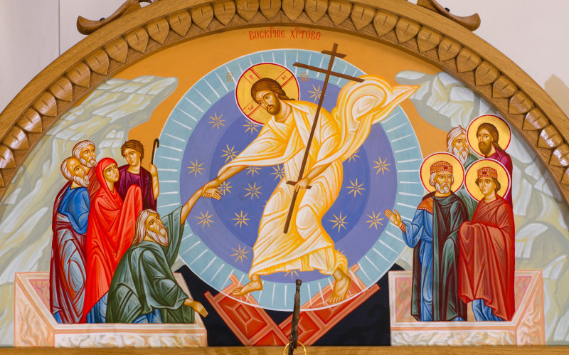 Icon of the Resurrection of Jesus Christ in a church in Teplodar, Ukraine
