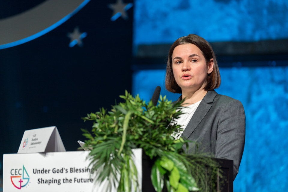 Sviatlana Tsikhanouskaya calls churches to pray and act to end conflicts and guard freedom