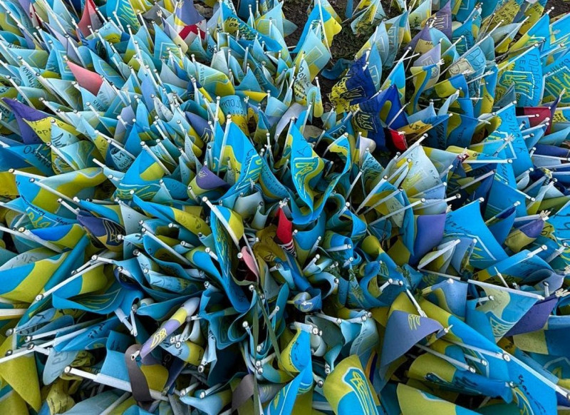 Flags for fallen soldiers in Kyiv. Photo: Jonas Jørgensen