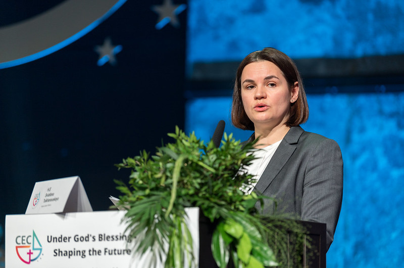 Sviatlana Tsikhanouskaya at the 2023 CEC General Assembly, in Tallinn. Photo: Albin Hillert/CEC