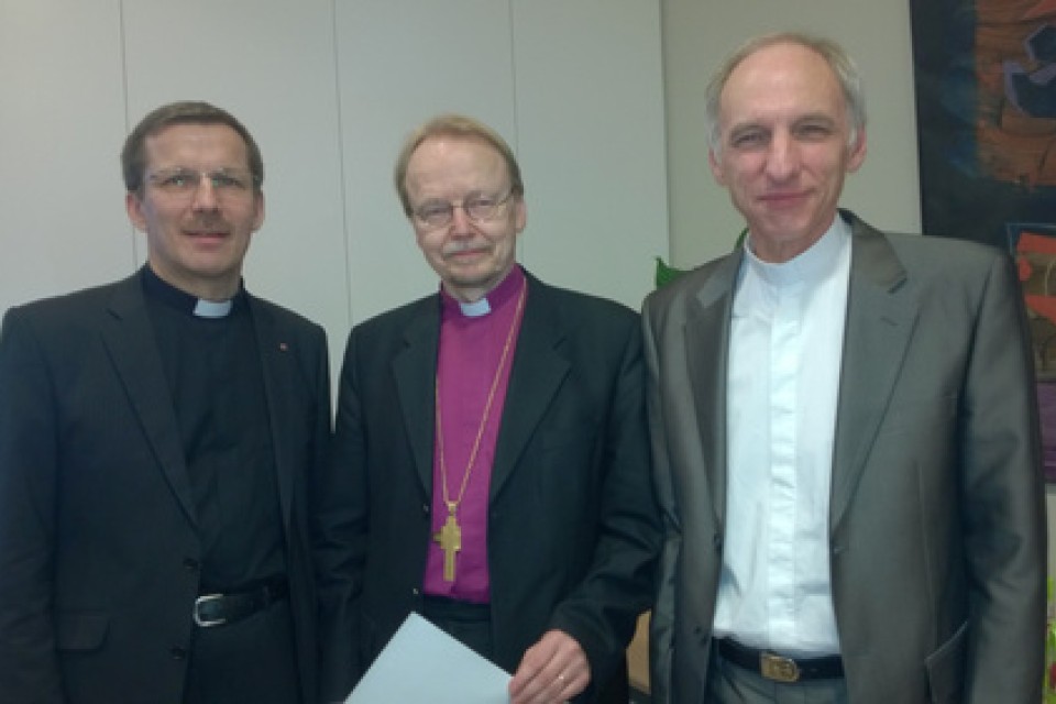 Archbishop of the Evangelical - Lutheran Church of Finland Kari Mäkinen visits the office of the Church and Society Commission of CEC